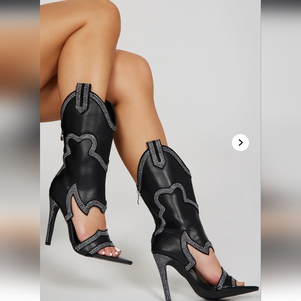 Fashion Nova Black Heeled Boots with Stiletto Heel